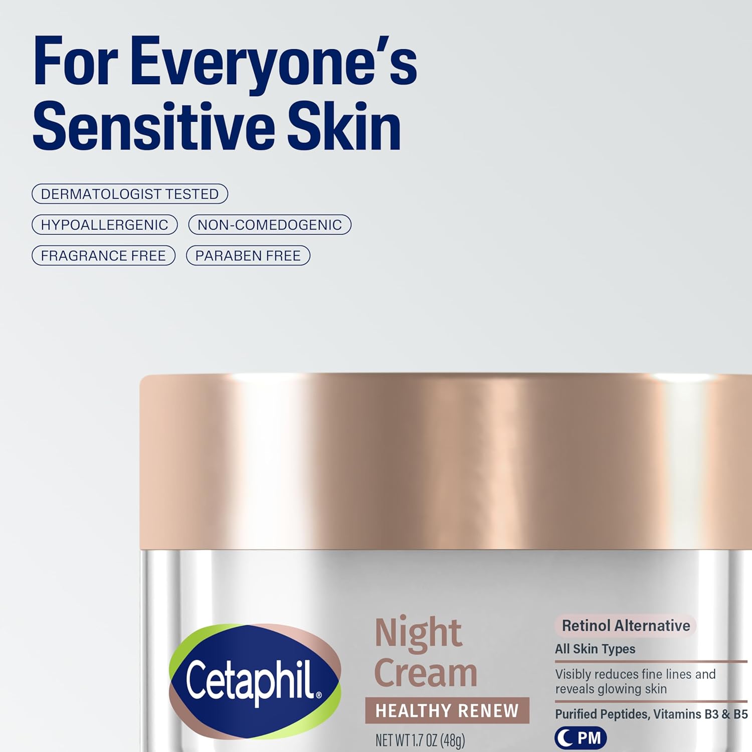 Cetaphil Healthy Renew 1.7 Oz Skin Tightening Night Cream for Sensitive Skin Fragrance Free - Image 7