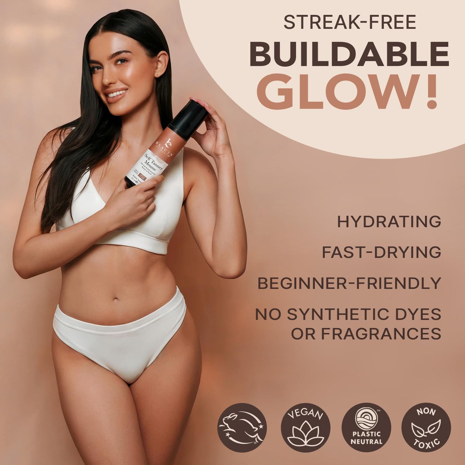 Self Tanner Mousse - USA Made with Natural & Organic Ingredients, Self Tanning Mousse for Dark Fake Tan, Sunless Tanner, Clear & Non Toxic Tanning Foam for Streak Free Finish, No Nasty Smell - Image 4