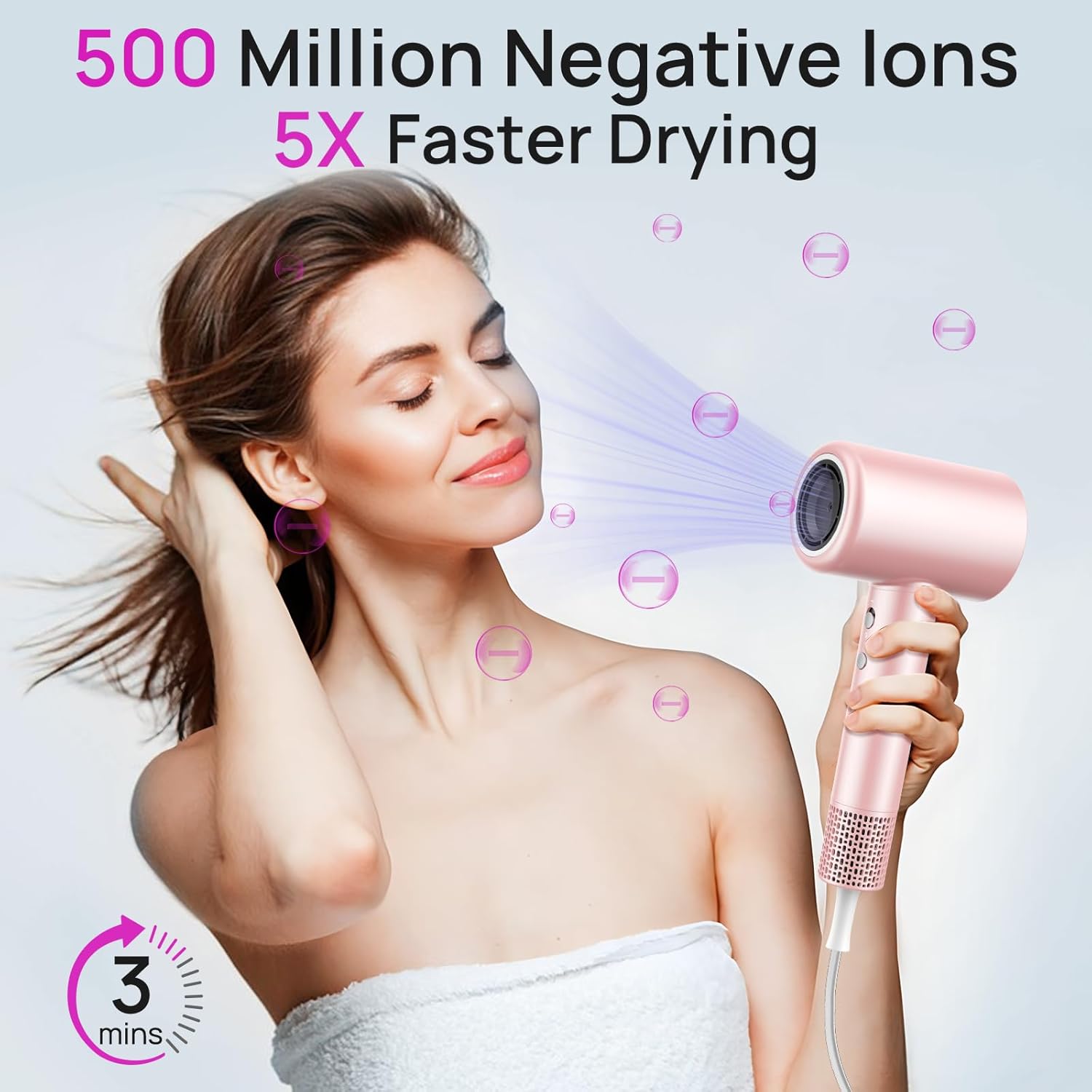 CONFU Professional Lightweight Ionic Hair Dryer 110000 RPM Fast Drying with Magnetic Diffuser - Image 2