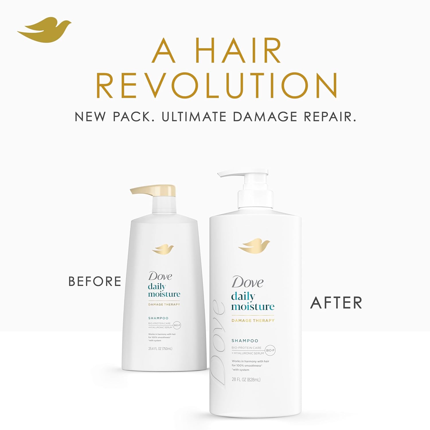 Dove Damage Therapy Shampoo Daily Moisture for Dry Hair with Bio-Protein Care Technology and Hyaluronic Serum 28 Fl Oz - Image 4