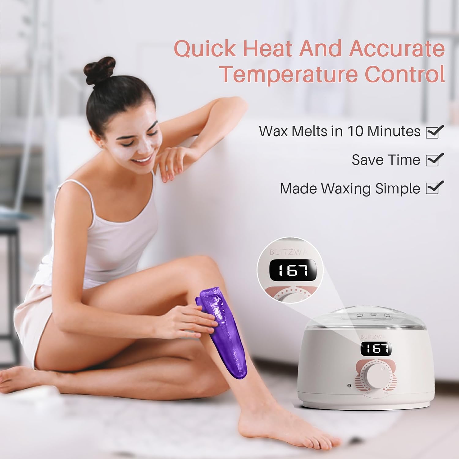 BLITZWAX Hard Wax Warmer Kit for Brazilian and Bikini Waxing, Includes 6 Wax Beads - Image 2