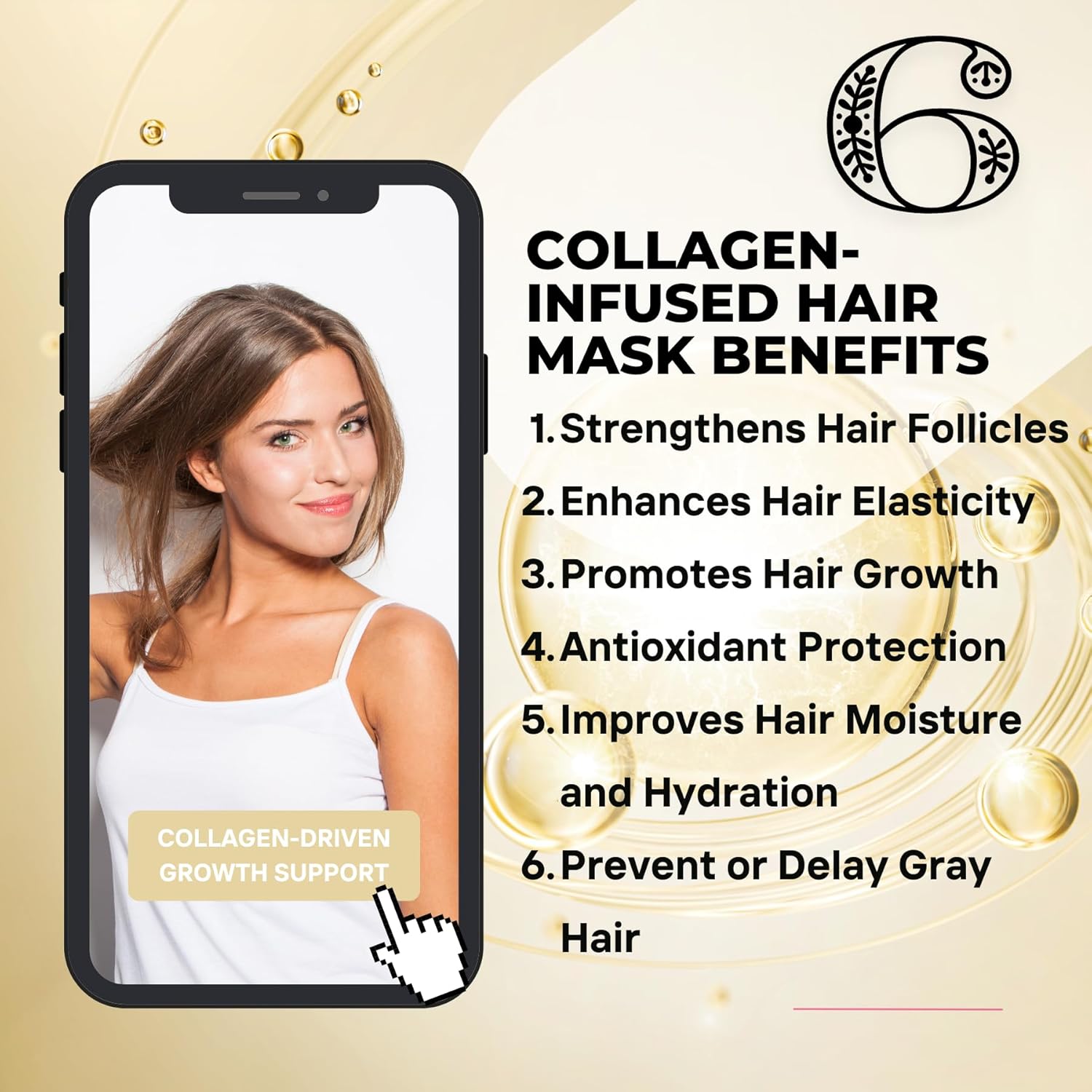 Collagen+Keratin Hair Mask - Deep Repair for Damaged Hair with Argan Oil and Vitamin E - Hydrating Treatment for Dryness and Damage-150 ml (Refreshing), Yellow (5.07 Fl Oz (Pack of 1), Fresh) - Image 6