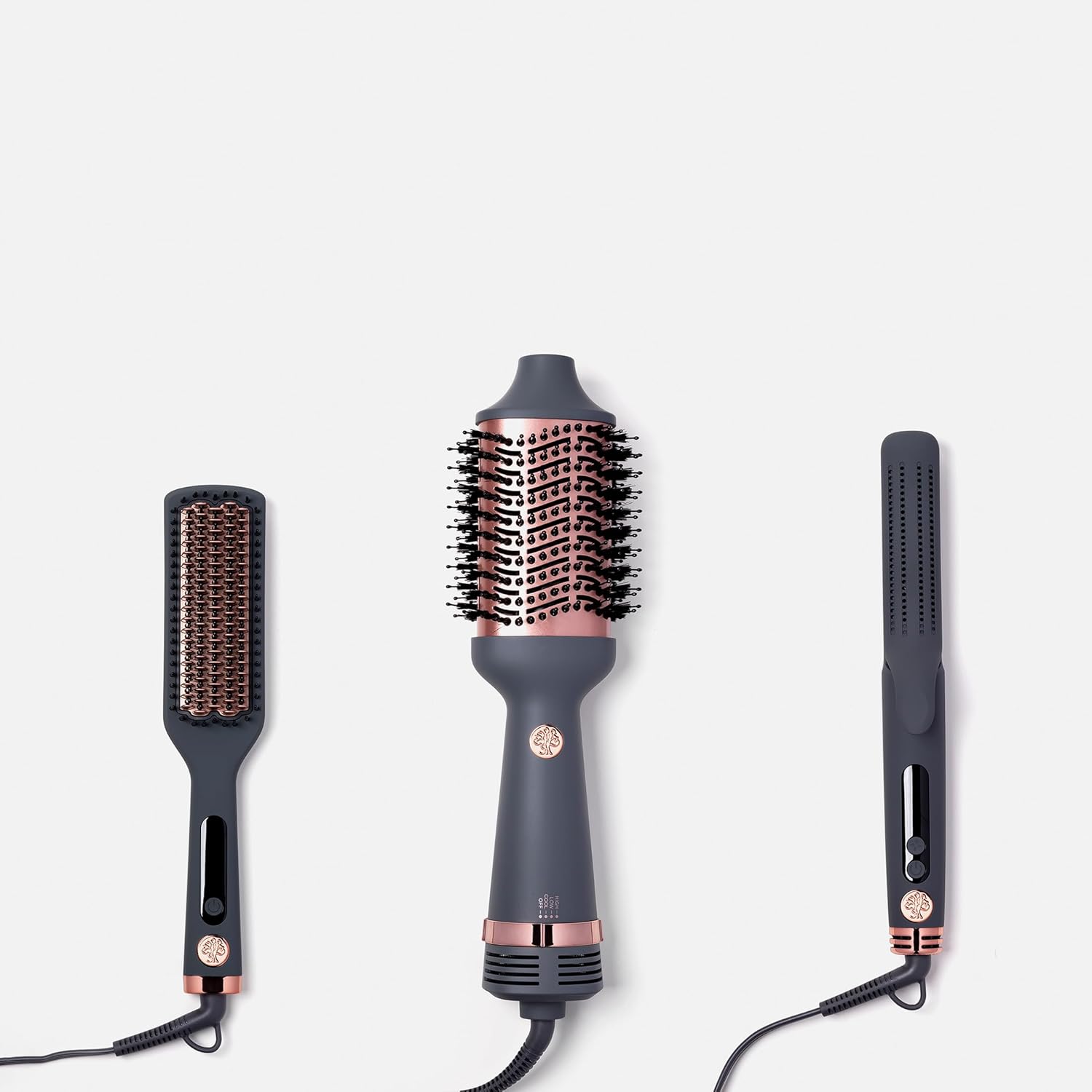Hairitage Volumizing One Step Blow Dry Brush + Hair Dryer for Curling + Straightening - Ceramic Tourmaline Blowout Brush + Volumizer - Hair Styler for Smooth Shiny, Frizz-Free Styles - Matte Grey - Image 5