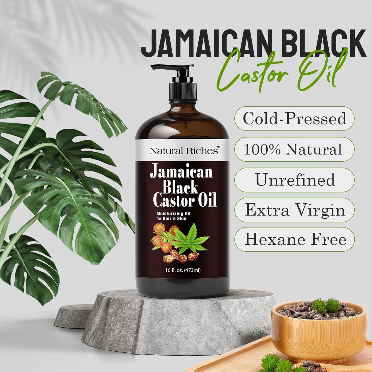 Natural Riches 16fl.oz Jamaican Black Castor Oil for Hair and Skin Care - Image 3