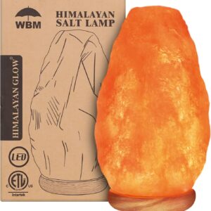 WBM Salt Lamp – USB Himalayan Salt Lamp with Touch Dimmer Control | Wooden Base | LED Bulb | 5-7lbs
