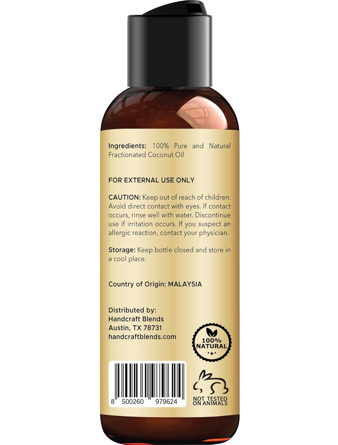 Handcraft Blends Fractionated Coconut Oil - 4 Fl Oz - 100% Pure and Natural - Premium Grade Carrier Oil for Skin and Hair - Hair and Body - Massage - Image 3