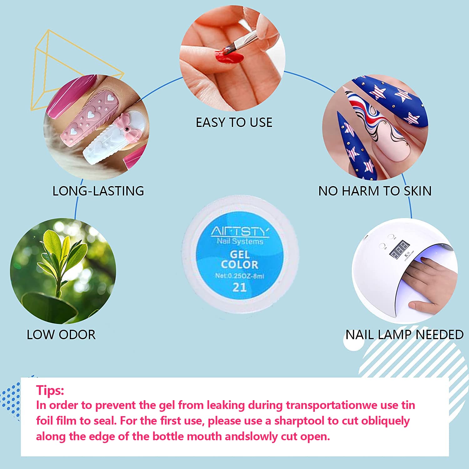 36 Colors Nail Art Gel Paint Kit, 38PCS Gel Nail Polish Set, Solid Gel Nail Polish with Nail Brush for DIY Nail Art Design, Solid Nail Art Gel Polish for DIY At Home - Image 2
