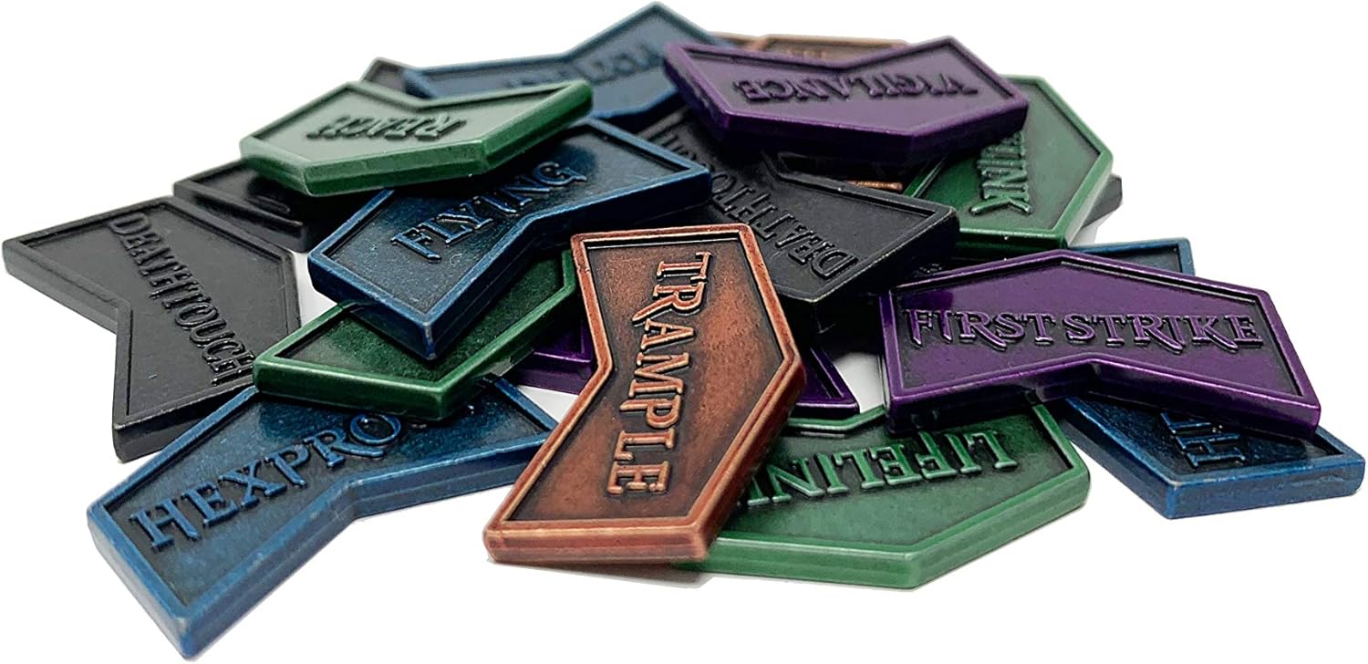 Citadel Black MTG Metal Keyword Counters - Set of 24 Reversible Tokens - Includes Drawstring Pouch, Antique Metal Finish, Designed for MTG TCG Magic: The Gathering Accessory - Image 2