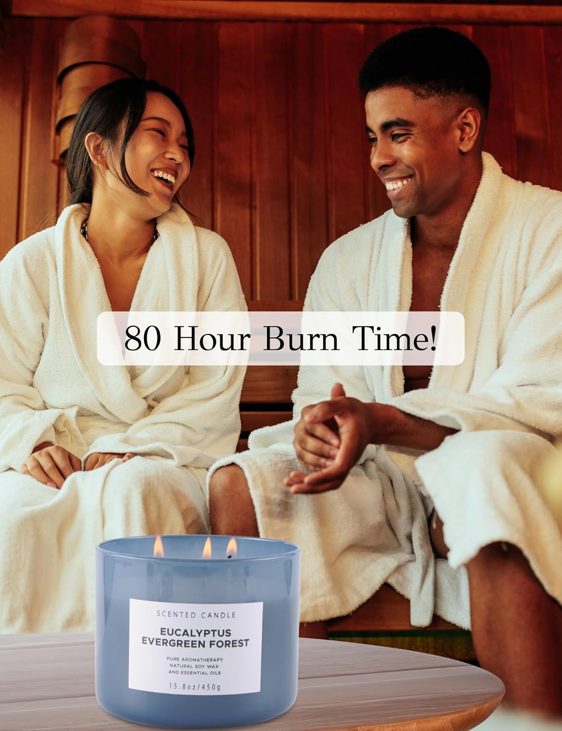 Eucalyptus Evergreen Forest 3 Wick Scented Candle | Luxury Soy Candles for Home | Relaxing Aromatherapy Stress Relief Candle 15.8 oz | Clean Burn Long Lasting Balsam Fir Woods Candles for Men & Women - Image 3