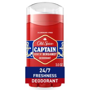 Old Spice Aluminum Free Deodorant for Men, 24/7 Odor Protection, 24/7 Freshness & Lasting Scent, Captain with Bergamot Scent, 3.0 oz