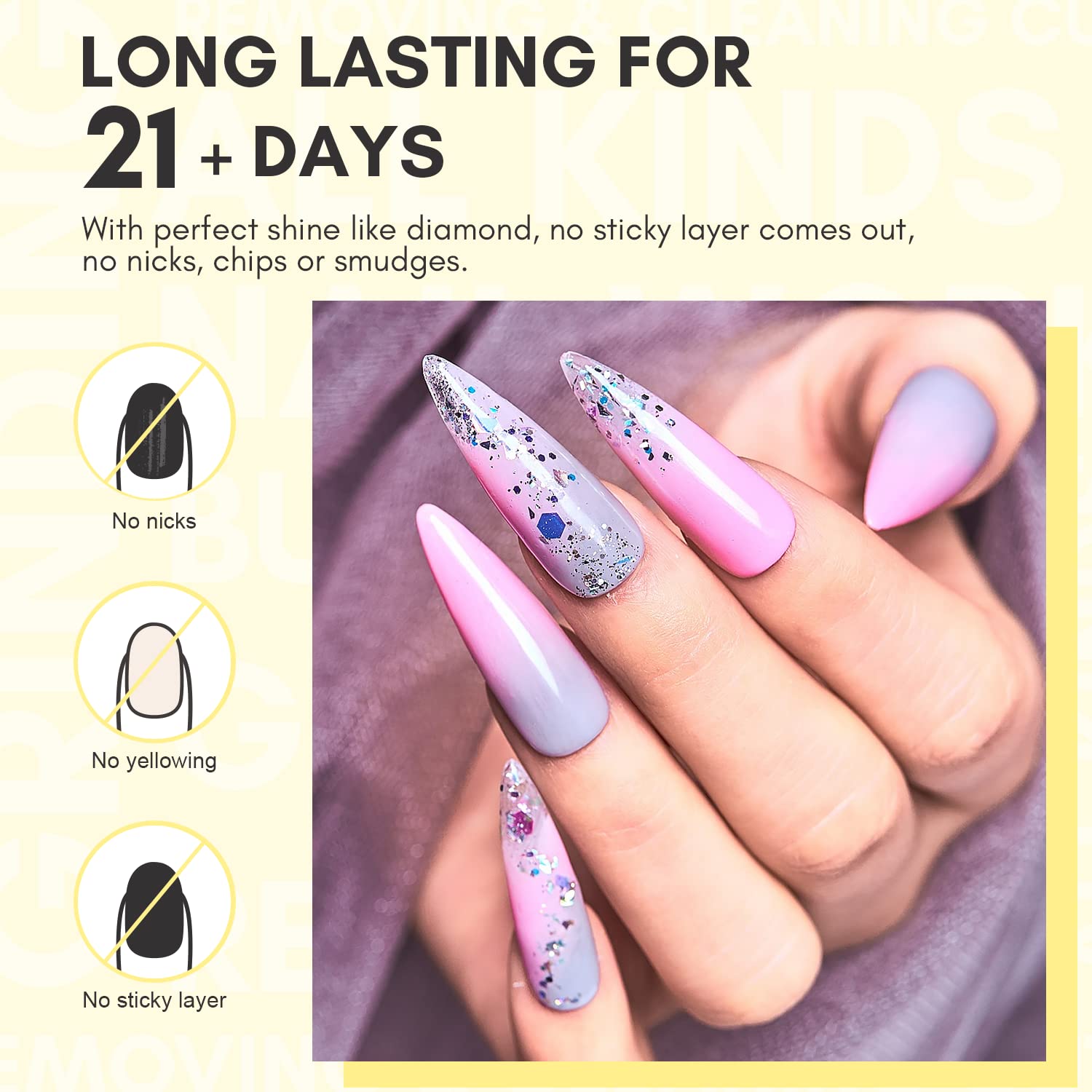 Makartt 2 Pcs Gel Top Coat and Base Coat Set - No Wipe Shine Finish Soak Off Base Top Coat Long Lasting for Gel Nail Polish, LED UV Lamp Need, Salon Quality Nail Manicure Gifts, 10ML - Image 5
