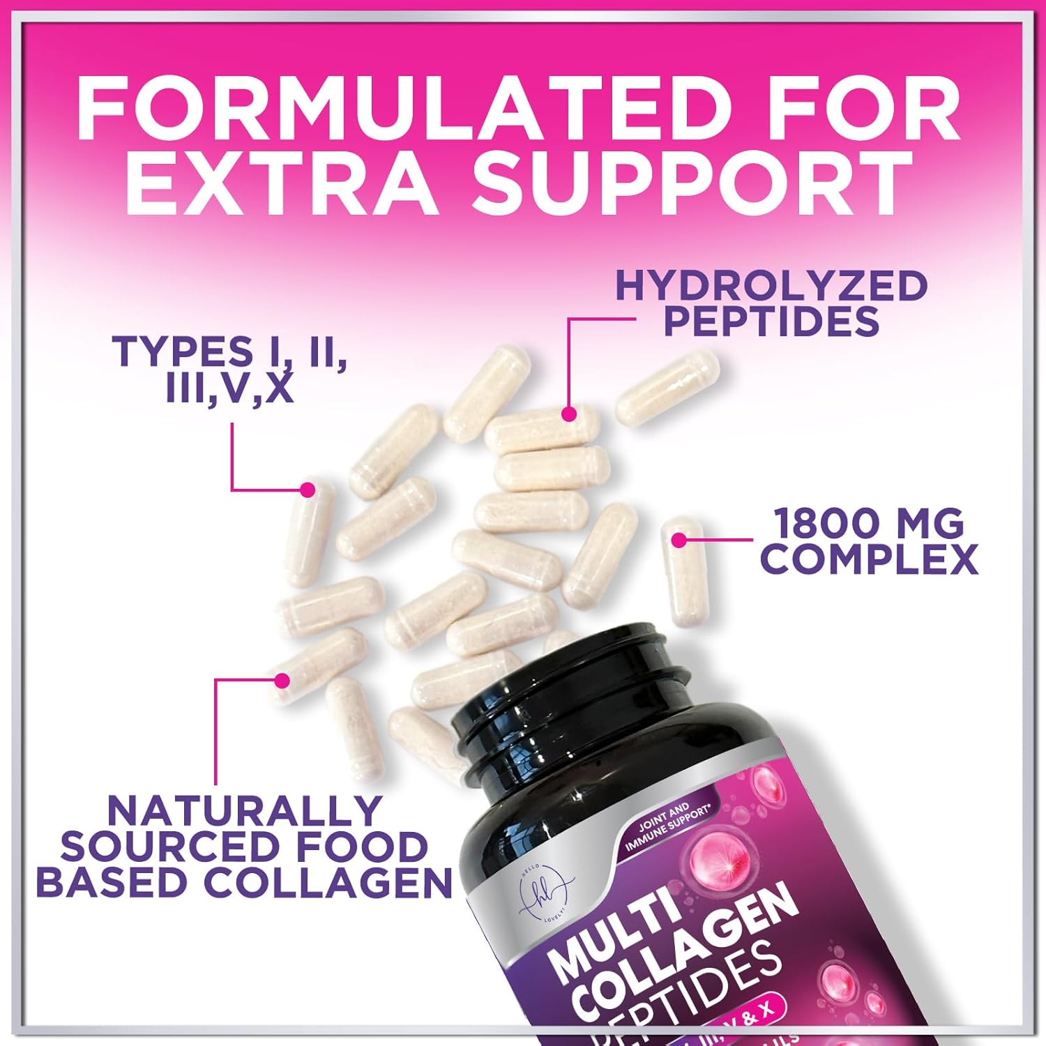 5 Types Hydrolyzed Collagen Complex for Hair Skin Nails Joints - 120 Capsules - Image 7