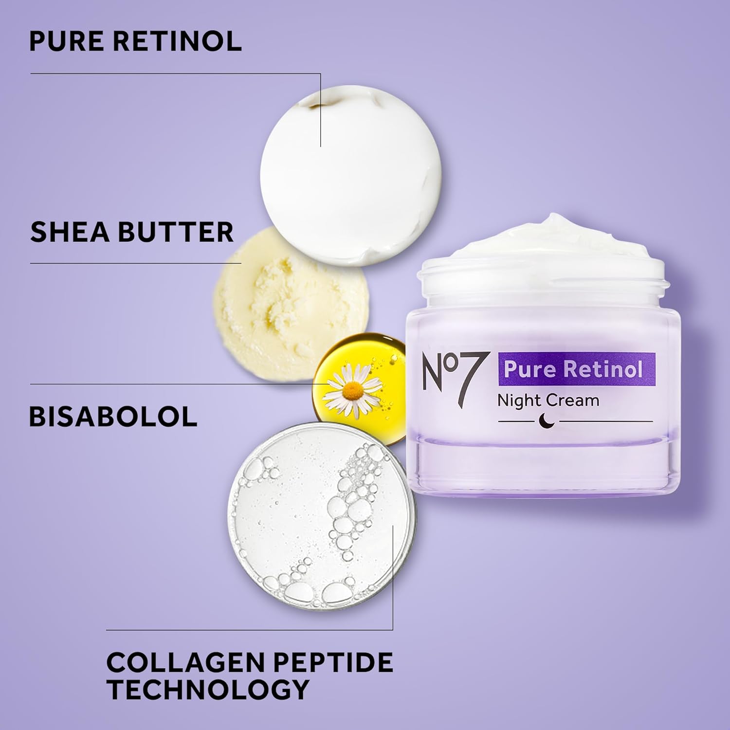 No7 Pure Retinol Night Cream - Collagen-Boosting Retinol Cream that Visibly Smoothes, Plumps & Firms Complexion - Dermatologist Approved & Fragrance-Free (1.69 Fl Oz) - Image 6