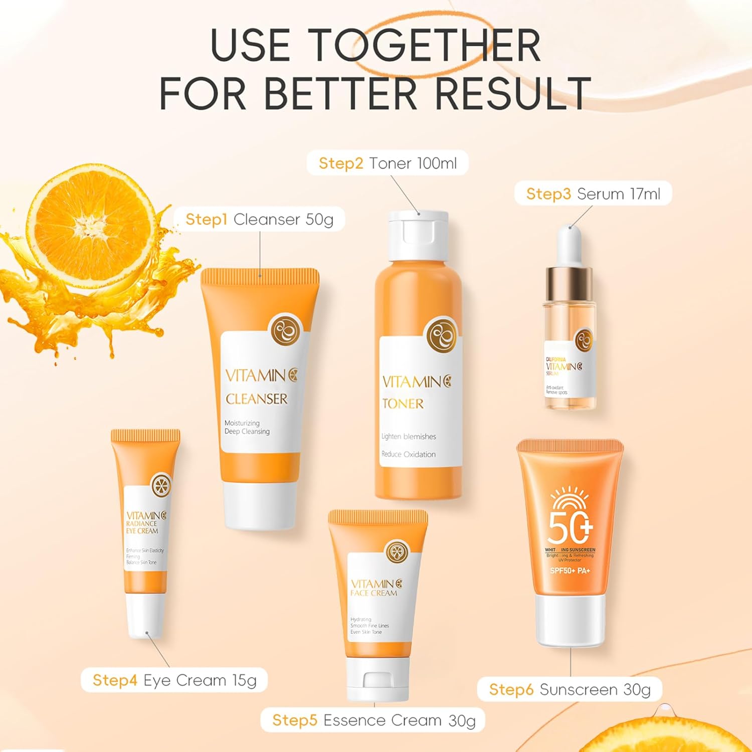 8-Piece Vitamin C Hydrating Facial Skin Care Travel Set for Women and Teens - Image 7