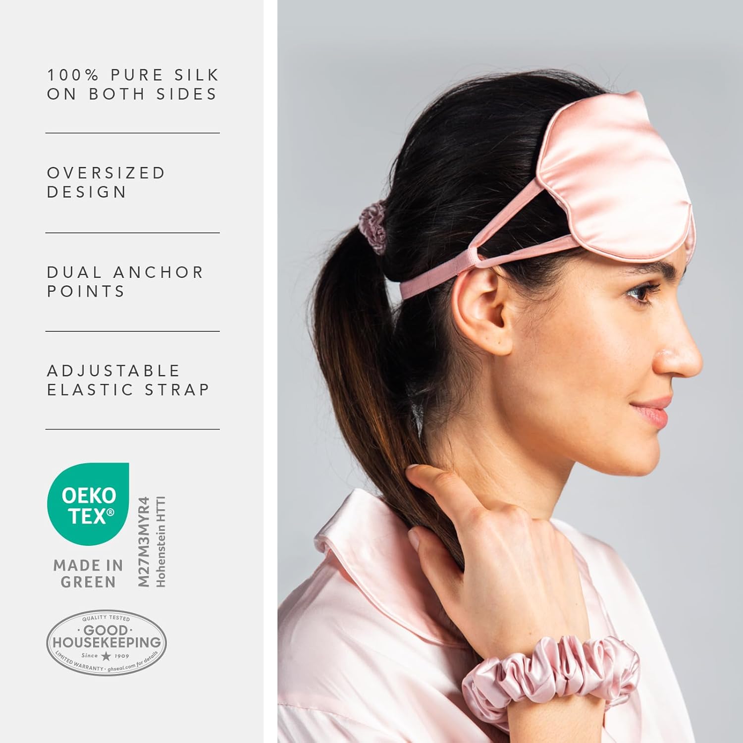 Fishers Finery 25 Momme 100% Mulberry Silk Therapeutic Sleep Mask (Blue) - Image 2