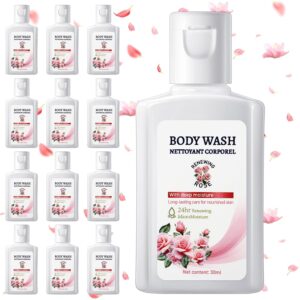 12 Pack Travel Size Body Wash Bulk 1 oz Mini Moisturizing Body Wash for Women Men Coworker Birthday Christmas Mothers Day Teacher Nurse Gift (Rose)