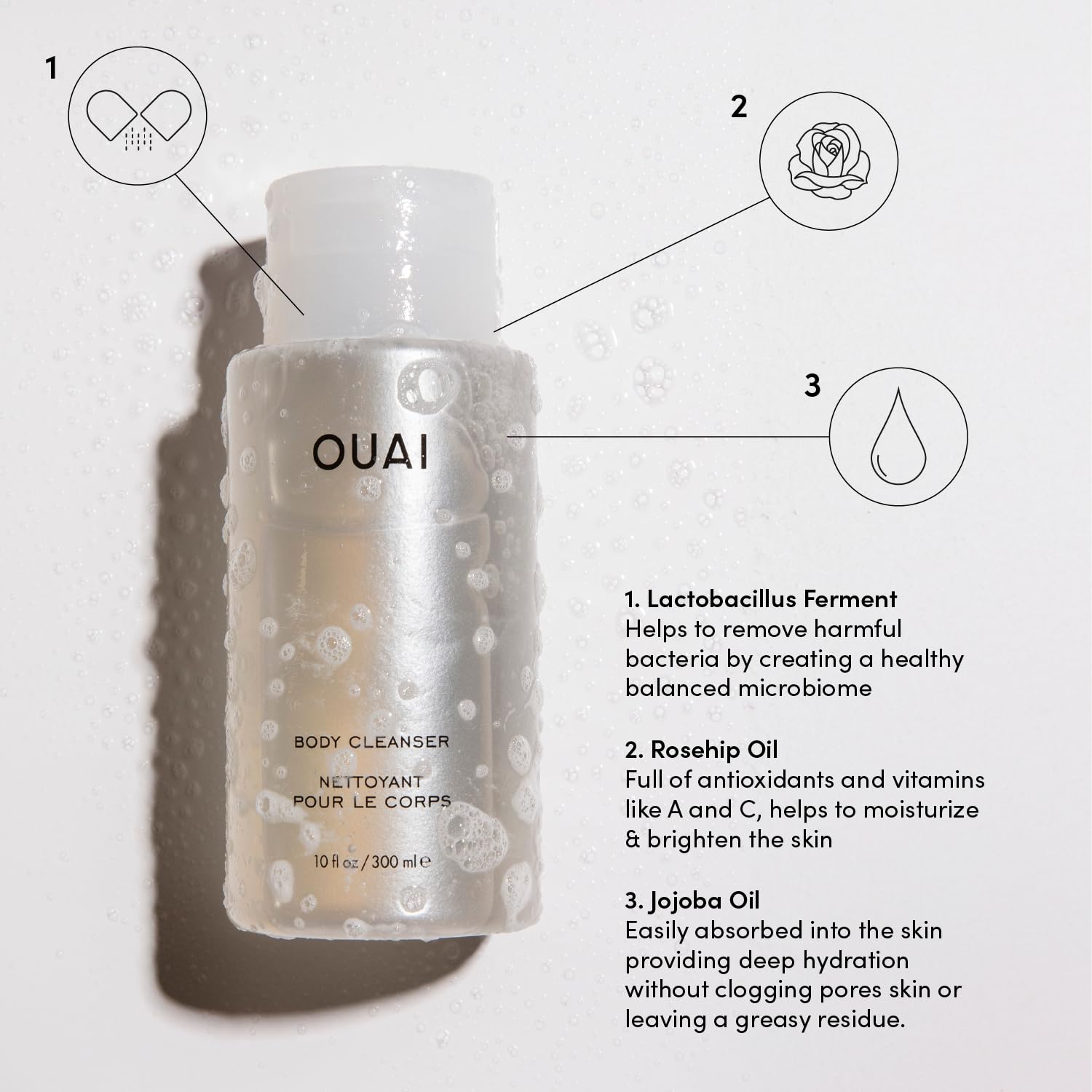 OUAI Body Cleanser Refill, Dean Street - Foaming Body Wash with Jojoba Oil and Rosehip Oil to Hydrate, Nurture, Balance, Soften Skin - Paraben, Phthalate and Sulfate Free Skin Care Products (32 Fl Oz) - Image 3