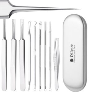 DUcare Blackhead Remover Tool, Pimple Popper Tool Kit, Blackhead Extractor Tool for Face, Extractor Tool for Comedone Zit Acne Whitehead Blemish, Stainless Steel Extraction Tools