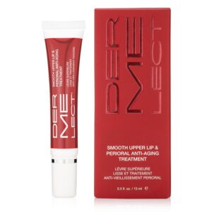 Dermelect Smooth Upper Lip Anti Aging Cream - with Hyaluronic Acid, Collagen, Retinol, Brightening & Smoothing Cream for Lip Lines, Smile Lines, Discoloration, Lipstick Bleeding and Feathering, 0.5 oz