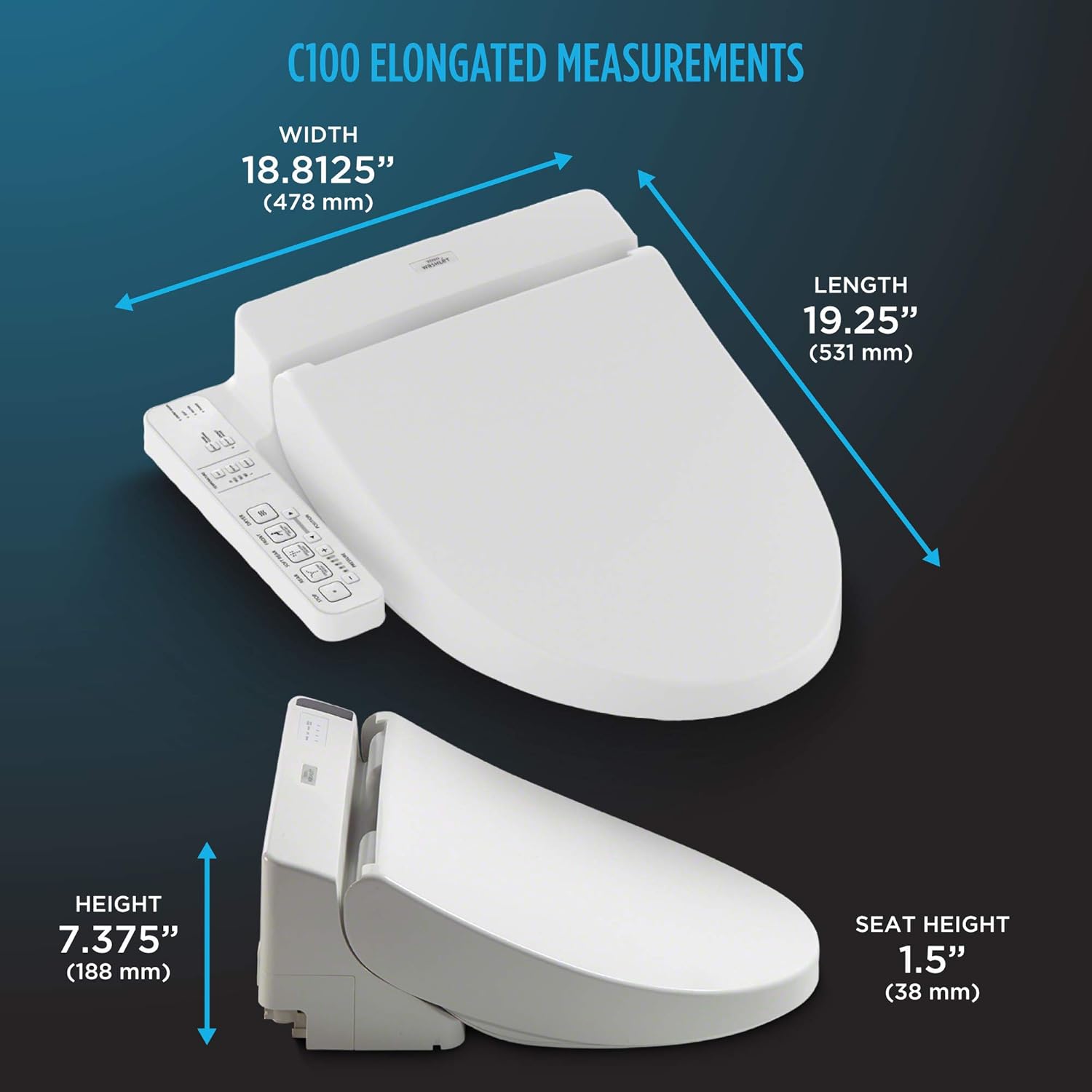 TOTO SW2034#01 C100 Electronic Bidet Toilet Cleansing Water, Heated Seat, Deodorizer, Warm Air Dryer, and PREMIST, Elongated, Cotton White - Image 8