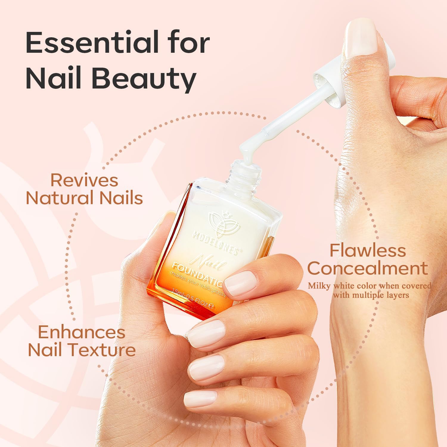 Modelones 15ml Milky White Nail Strengthener and Concealer for Damaged Nails - Image 4
