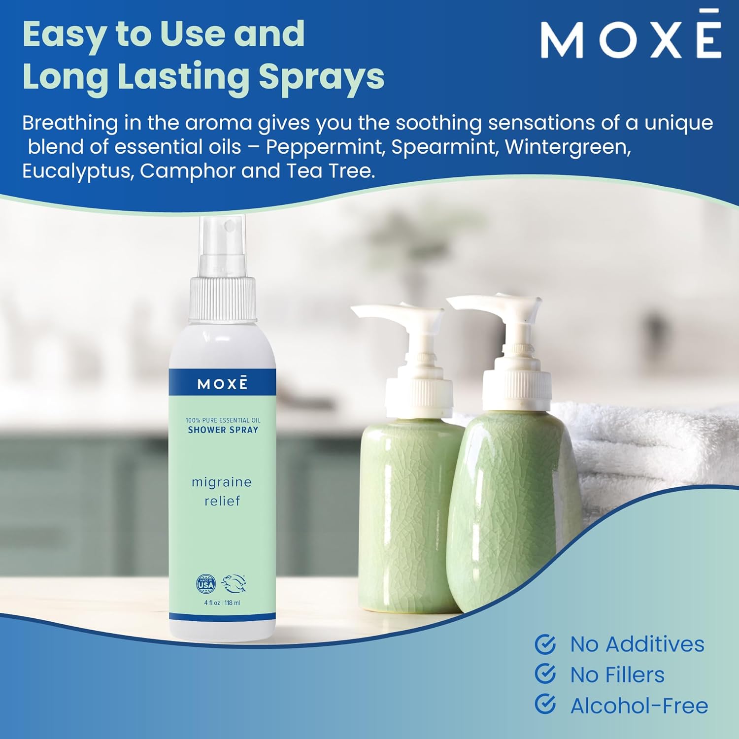 MOXE Migraine Relief Aromatherapy Shower Spray 8 oz Pure Essential Oils - Image 5