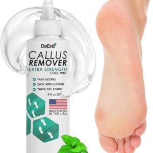 DeEnti Callus Remover for Feet, Extra Strength Foot Callus Remover Gel, 8oz Salon Grade Home Pedicure Supplies for Dry Skin, Cracked Heel, Professional Strength Foot Care, Cool Mint