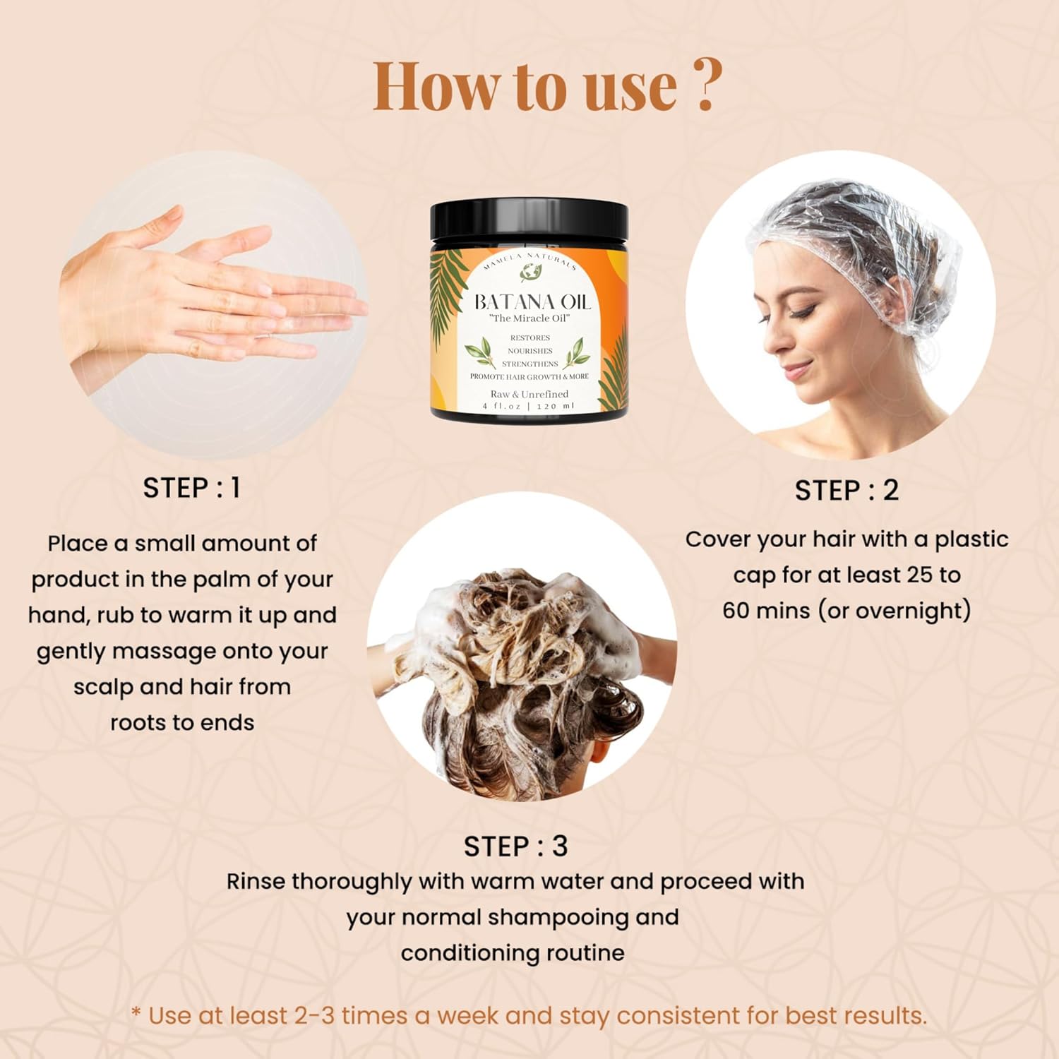 100% Pure Organic Unrefined Batana Oil Hair Growth Mask 4 oz - Enhances Thickness, Prevents Loss, Repairs Split Ends - Image 6
