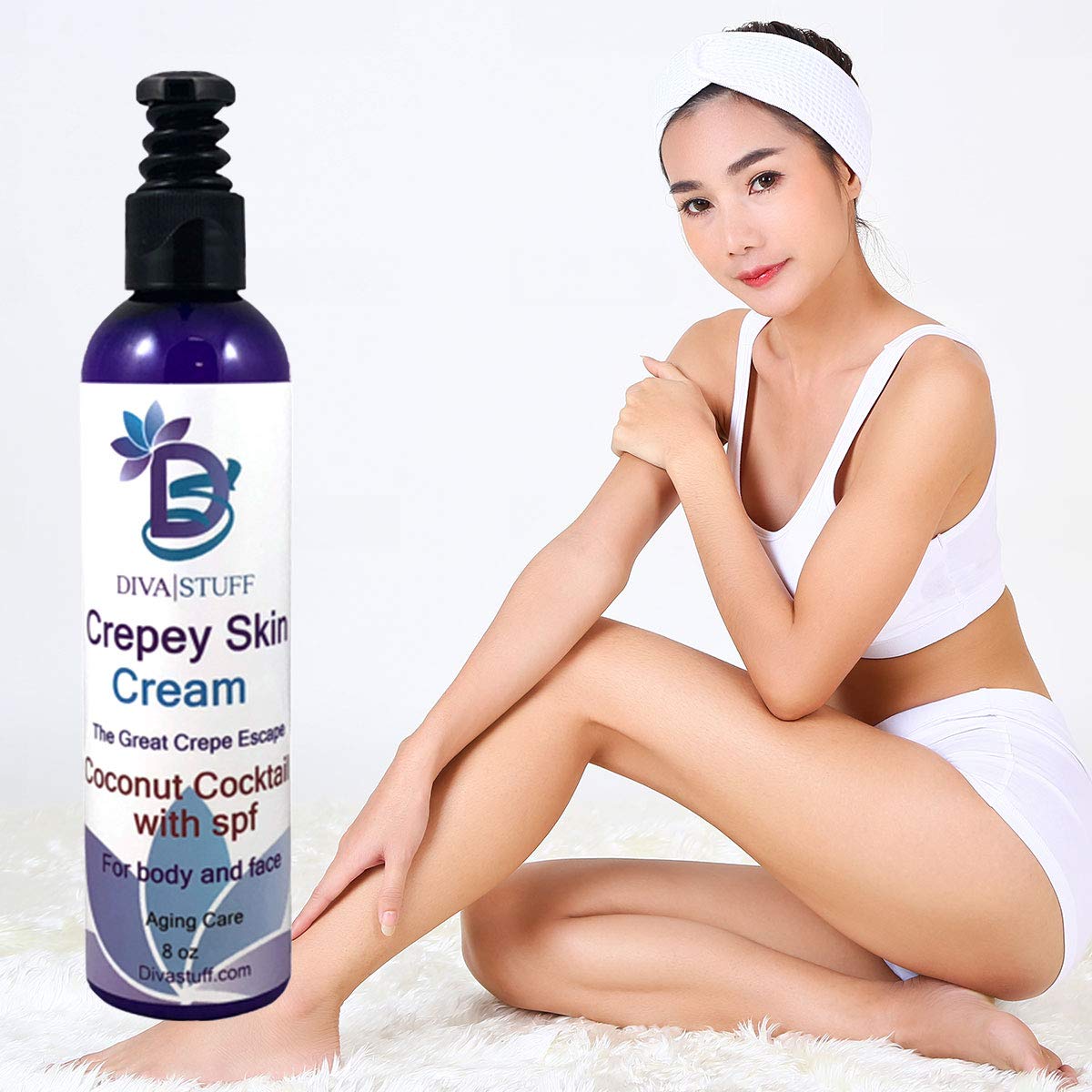 Diva Stuff Coconut Cocktail Crepey Skin Cream Face & Body 8oz Hyaluronic Acid - Image 2