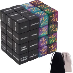 48 Pieces MTG Dice Abilities Keywords Counters Dice Set - Magic The Gathering Counters Bulk Creature Stats Abilities Tokens with 2 Dice Bags for MTG TCG Card Games Accessories