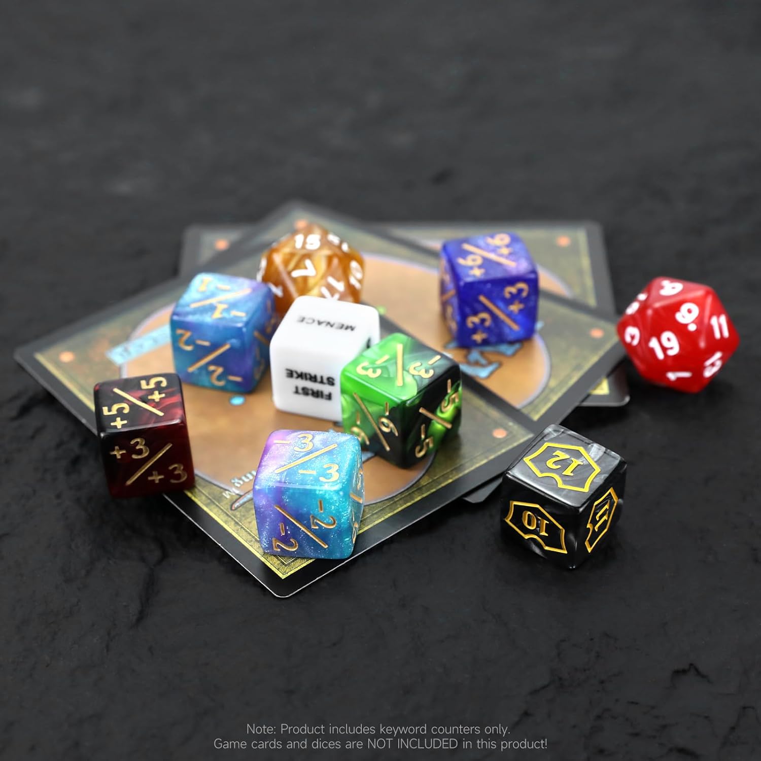 SIXPOINTS 65PCS MTG Dice Counters Bulk Ability Keywords +1/-1 Tokens 6 Sided & D20 Dice Set for Magic The Gathering, MTG, TCG, Card Games Accessories - Image 5