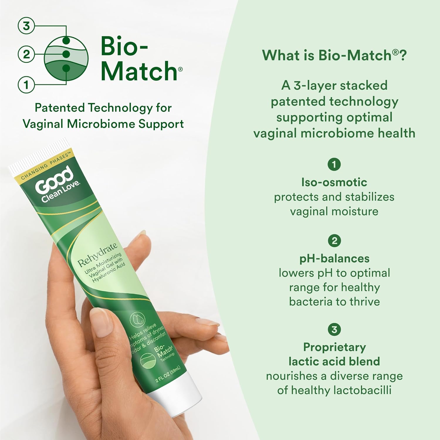 Good Clean Love Rehydrate Ultra Moisturizing Vaginal Gel with Hyaluronic Acid, pH-Balanced Vaginal Moisturizer, Water-Based Feminine Care, Long Lasting Relief from Dryness & Discomfort, 2 Oz - Image 3