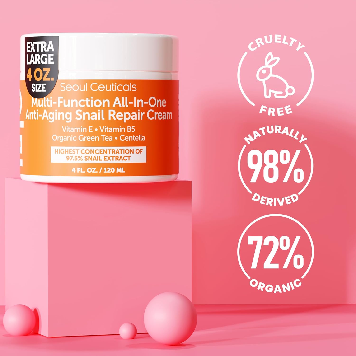SeoulCeuticals 4oz Snail Mucin Moisturizer Cream for Day and Night Use - Image 8