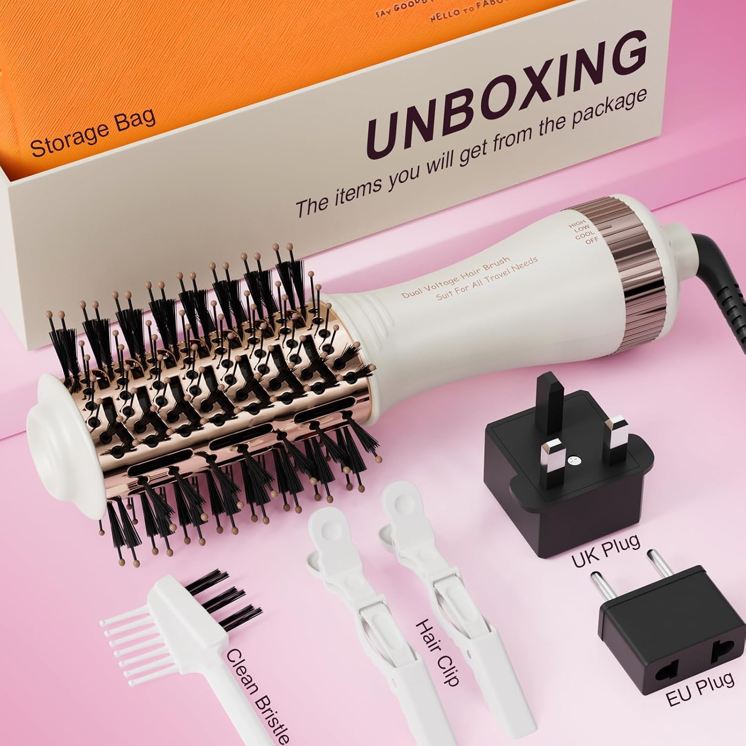 4-in-1 Portable Mini Hair Dryer Hot Air Brush Styler Dual Voltage Compact Size - Image 8