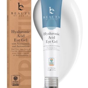 Hyaluronic Acid Eye Cream - USA Made with Natural & Organic Ingredients, Cooling Under Eye Gel & Brightener, Dark Circles Treatment with Hyaluronic Acid & Glycerin, Reduces Puffiness & Bags Under Eyes