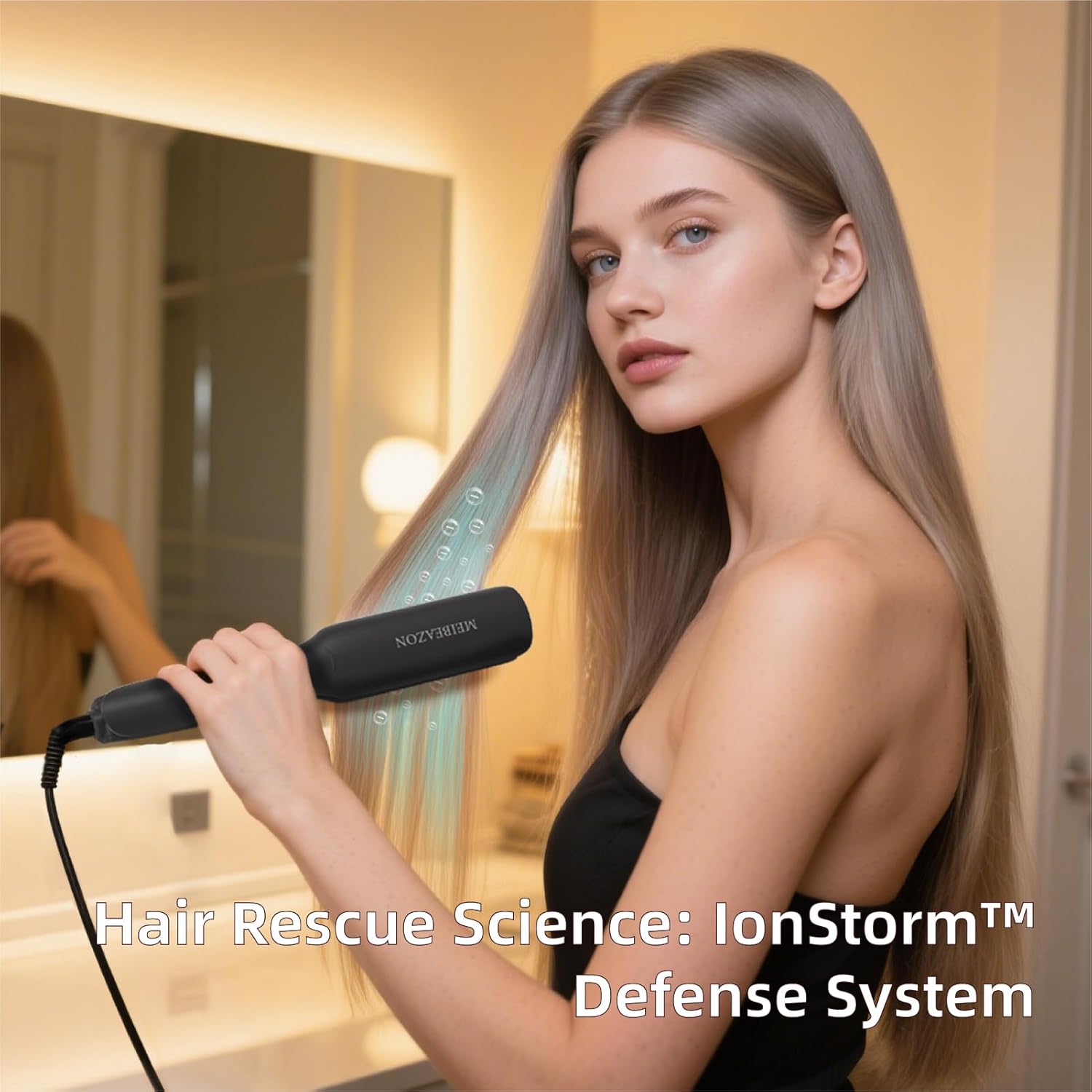 Flat Iron Hair Straightener – 1.7”Wide Ceramic Plate with Negative Ionic Technology, Digital Temp Control & Dual Voltage for Curly/Thick/Coily Hair - Image 3