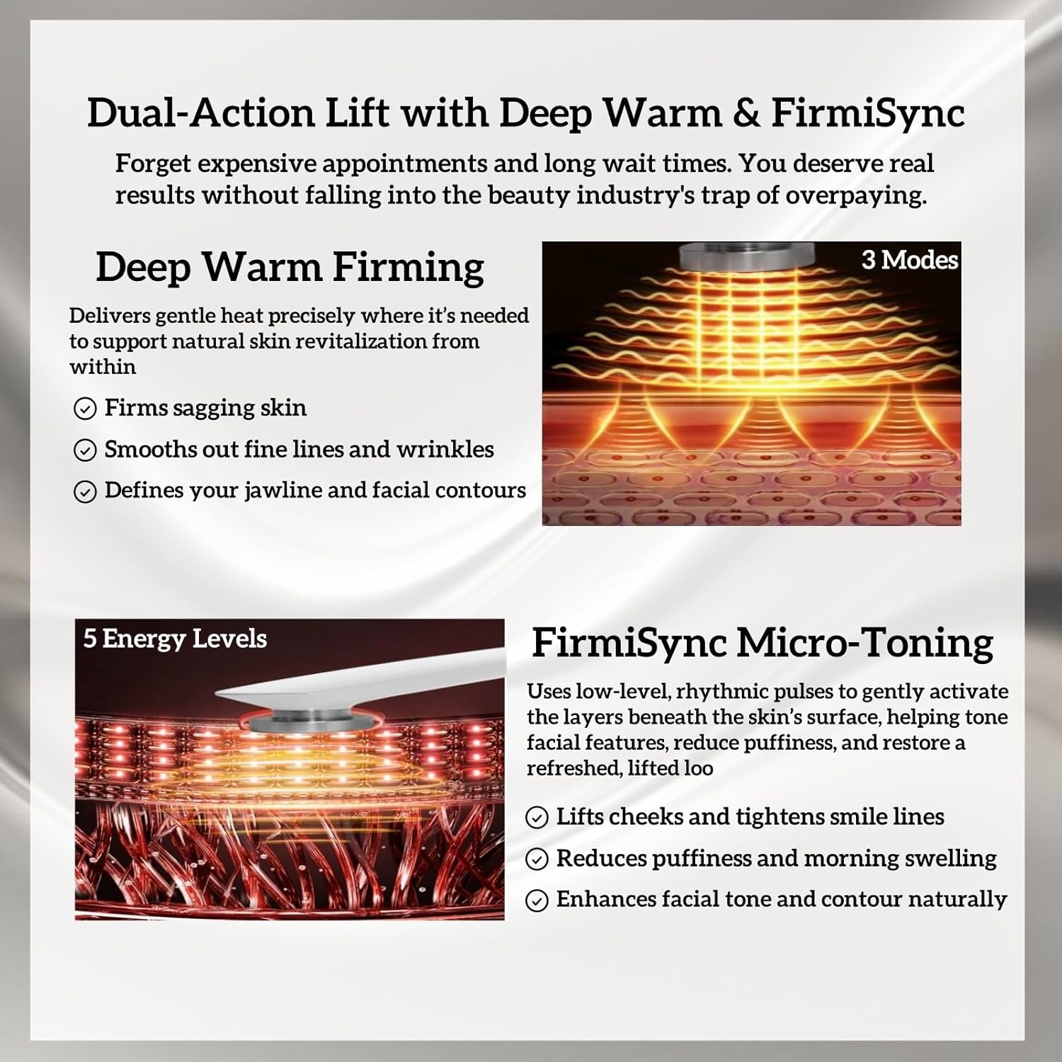 Double Effect 5-in-1Skin Firming Facial Device, Professional Home Beauty Device for Face and Body, 2025 New Upgrade 5 Energy Levels - Salon Results - Image 2