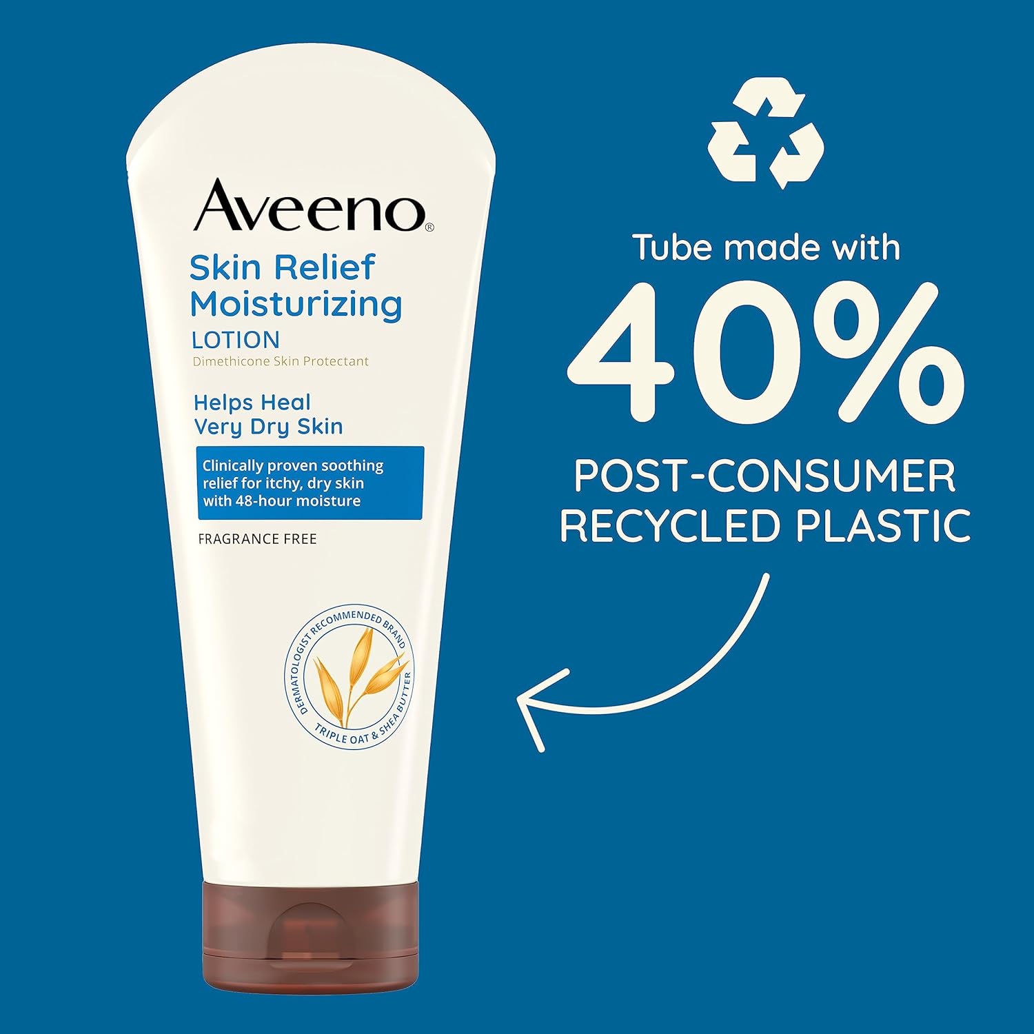 Aveeno Skin Relief Moisturizing Lotion for Very Dry Skin with Soothing Triple Oat & Shea Butter Formula, Dimethicone Skin Protectant Helps Heal Itchy, Dry Skin, Fragrance-Free, 8 fl. oz. - Image 4