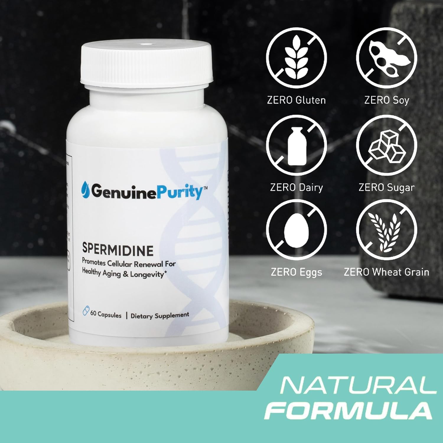 Liposomal Spermidine 8mg | Spermidine-Rich Wheat Germ Extract | for Women & Men to Promote Cellular Renewal for Healthy Aging | Gluten Free, Vegan, USA Made, Non-GMO | 60 Capsules - Image 3