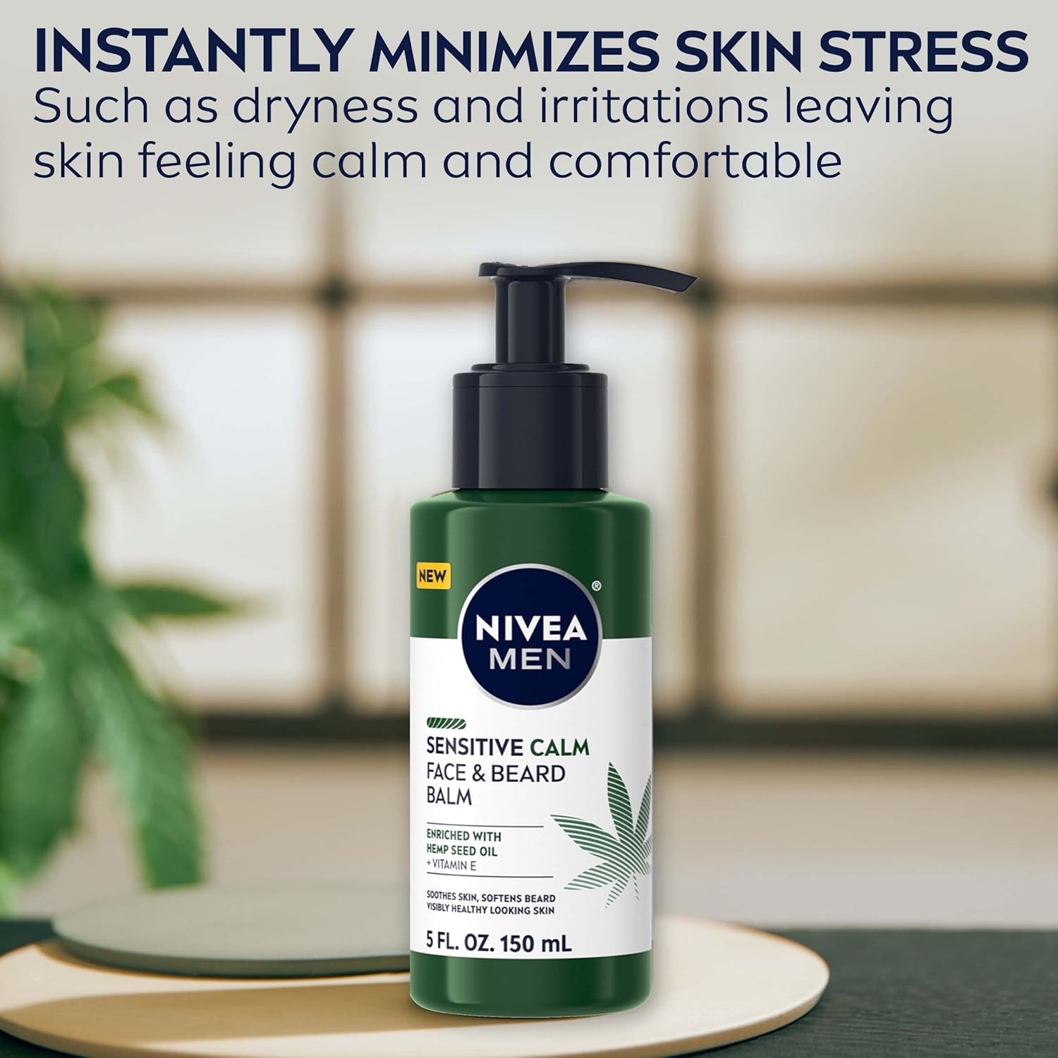 NIVEA MEN Sensitive Calm Face and Beard Balm, Beard Moisturizer, Face Moisturizer for Men, 5 Fl Oz Pump Bottle - Image 5