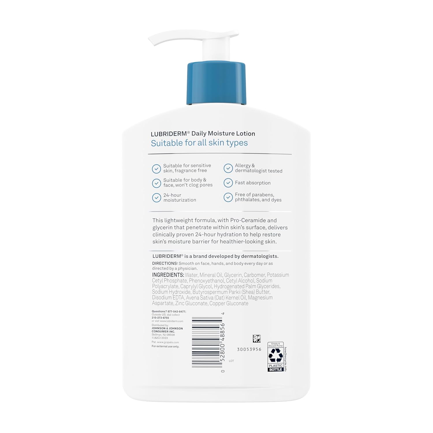 Lubriderm Fragrance Free Daily Moisture Lotion + Pro-Ceramide, Shea Butter & Glycerin, Face, Hand & Body Lotion for Sensitive Skin, Hydrating Lotion for Healthier-Looking Skin, 16 fl. oz - Image 9