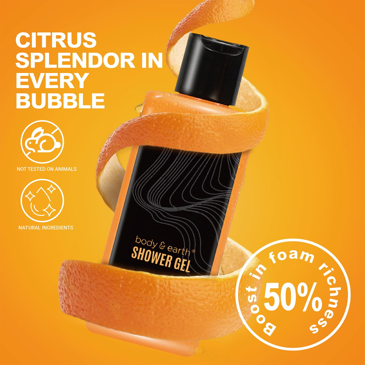 Men's Citrus Scented Bath and Body Gift Set with Lotion, Wash, Gel, Bubble Bath, Loofah - Image 5