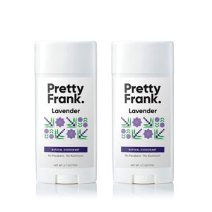 Pretty Frank Natural Aluminum-Free Deodorant Stick, Lavender (2-Pack) | All-Day Odor Control for Women & Men | Effective, Skin Soothing Formula with Safe, Organic Ingredients and Essential Oils