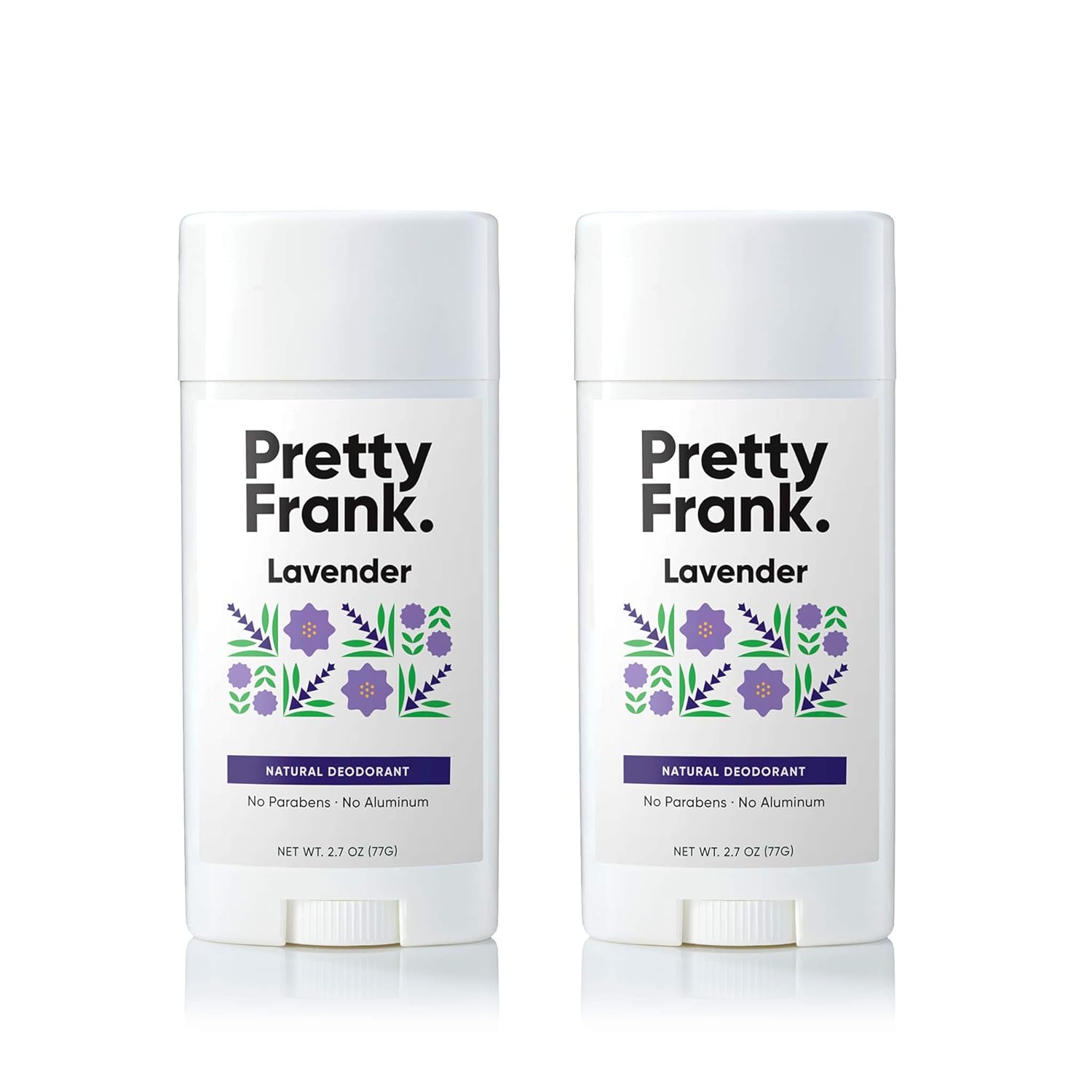 Pretty Frank Natural Aluminum-Free Deodorant Stick, Lavender (2-Pack) | All-Day Odor Control for Women & Men | Effective, Skin Soothing Formula with Safe, Organic Ingredients and Essential Oils