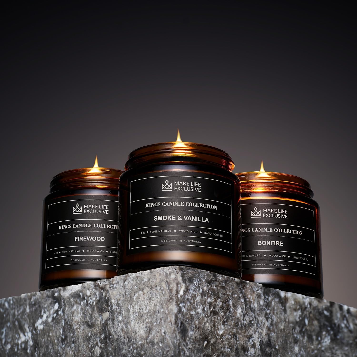 Set of 3 4oz Masculine Scented Woodwick Candles for Men Gift Set - Image 3