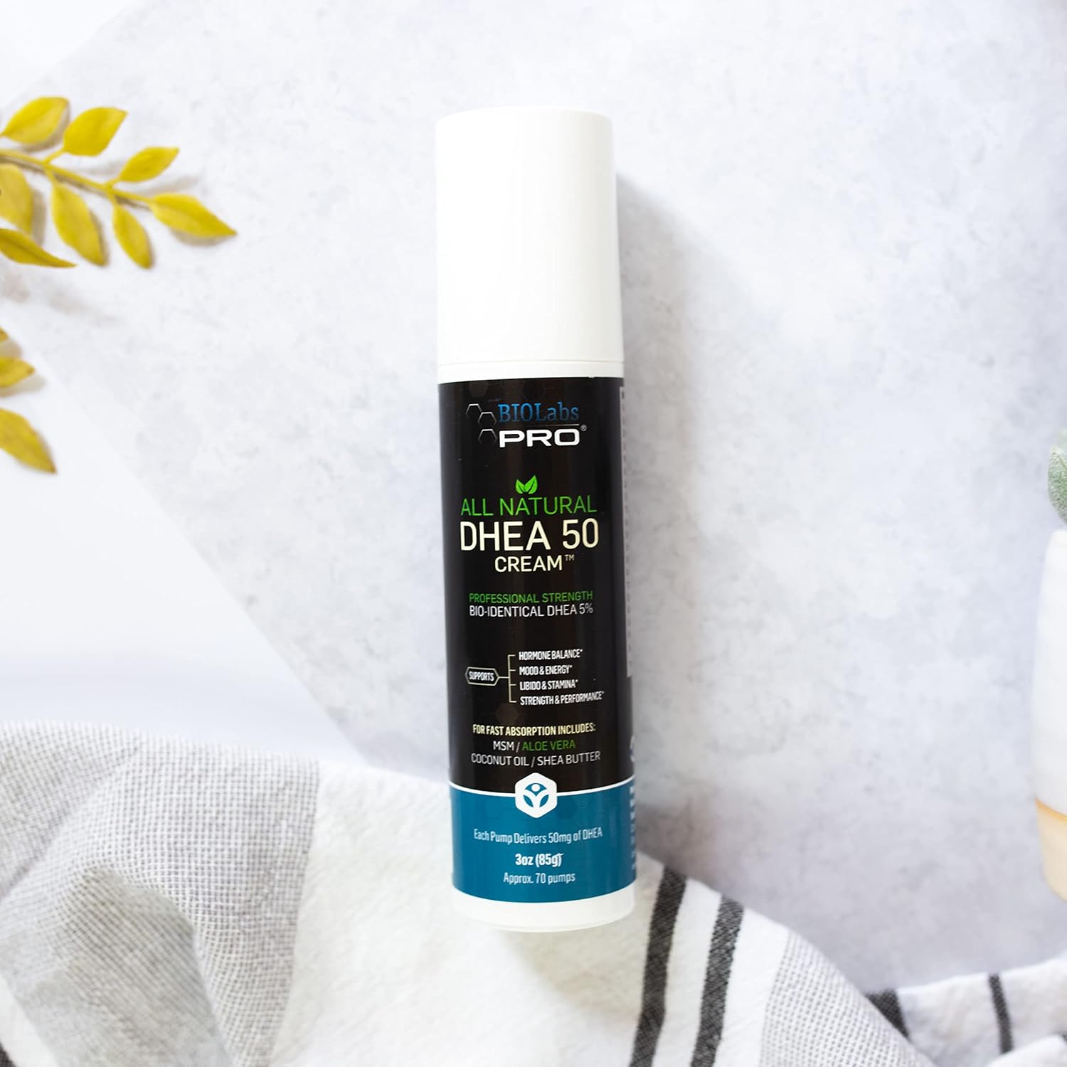 DHEA Cream 50mg for Women and Men, Maximum Strength Natural DHEA Cosmetic Formulation for Skin Hydration Balance, Pure, Non-GMO, Gluten-Free, Paraben-Free, Skin Cream 2-Month Supply (Unscented - 3oz) - Image 2