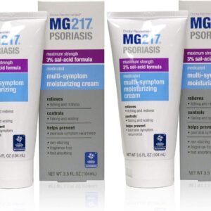 MG217 Medicated Moisturizing Psoriasis Cream with 3% Salicylic Acid, Multi-Symptom, Fragrance Free, 3.5 Fl Oz, (5604) (Pack of 2)