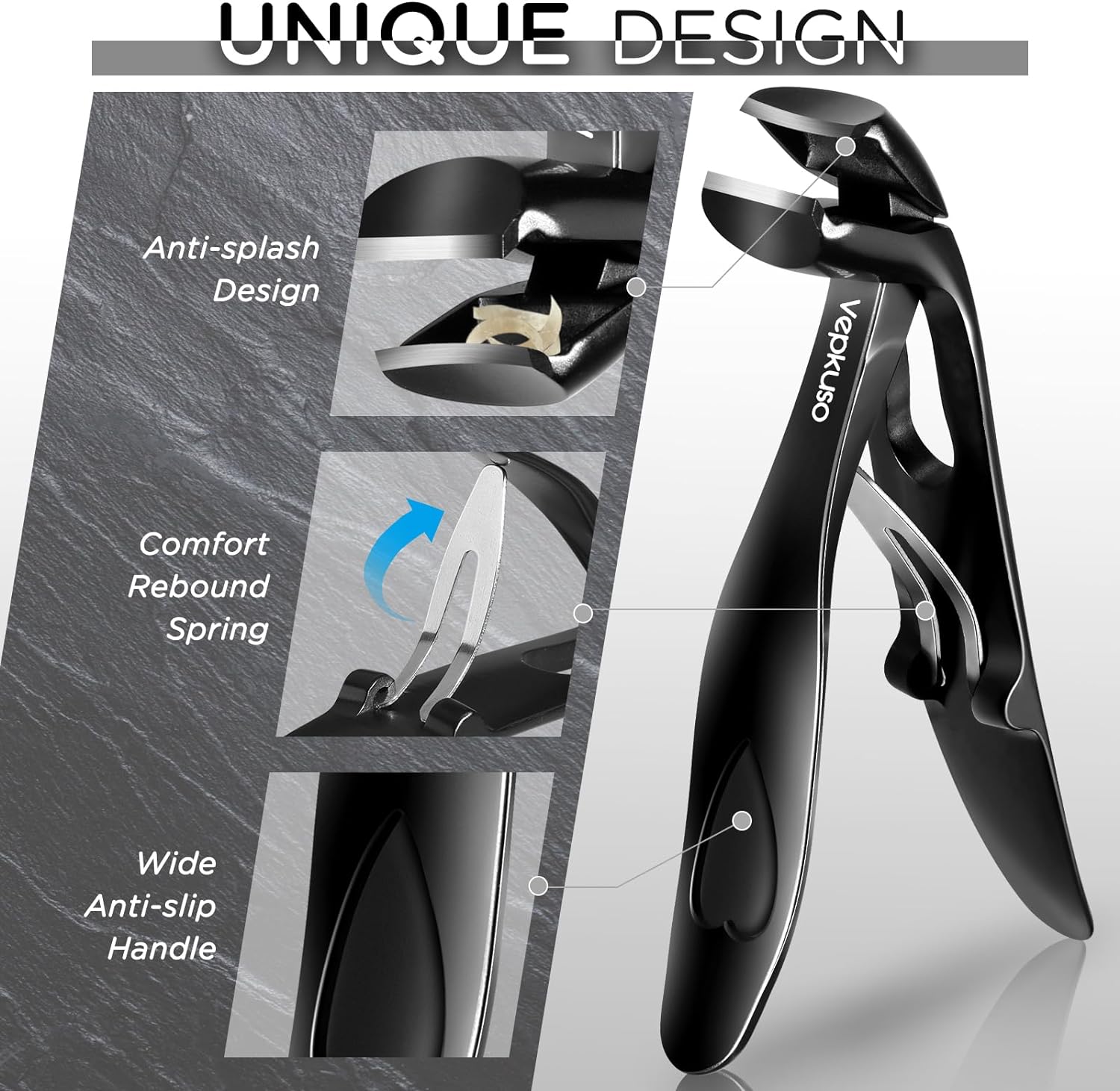 Nail Clippers for Seniors, Wide Jaw Fingernail Clippers and Angled Head Toenail Clippers for Thick Nail, Professional German Nail Clippers for Men, Women&Pregnant,Black - Image 6