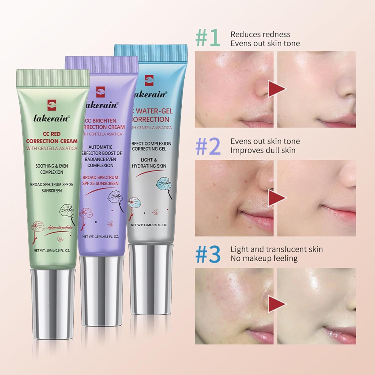 CC Cream Red Corrector with Centella for Blemishes, Acne Marks, 1 Pack - Image 3