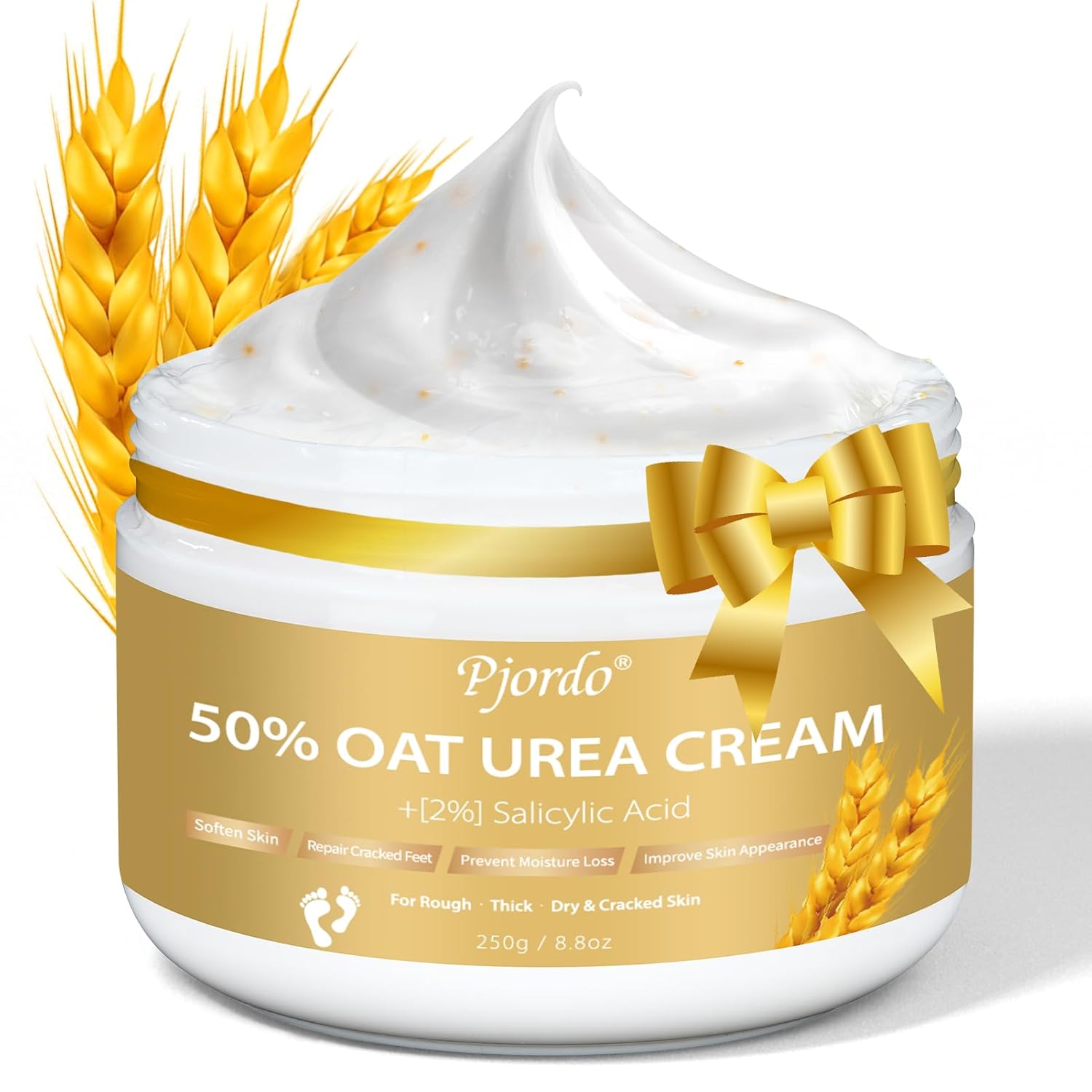 Urea Cream 50 Percent for Feet Maximum Strength with Oat and 2% Salicylic Acid, Foot Cream for Dry Cracked Heels and Feet, 8.8 oz
